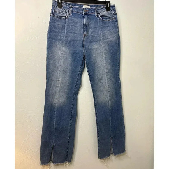 Cello Split Hem Frayed Denim Jeans Size 13 Blue Seam Trendy - Picture 1 of 8